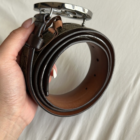 Relist - GUCCI Brown Monogram Canvas Silver Interlocking G Buckle Belt main image 10